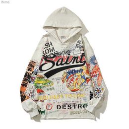 Men's All Saints Hoodies & Sweatshirts Women's Saint Hip Hop Comics Hand-Painted All Over Illustrations Printed Graffiti Sweater Hoodie Coat 2131