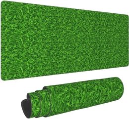 Green Grass Print Gaming Mouse Pad Big Desk Mat with Stitched Edges Mousepad Laptop 31.5X11.8 Inch Large Mouse Pad XXL