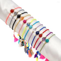 Charm Bracelets Go2Boho Friendship Natural Stone Bracelet For Women Jewelry 2023 Tassel String Adjustable Braclet Bring Lucky