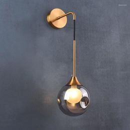 Wall Lamp Modern Sconce Light Glass Ball Irregular Gray For Bathroom Bedroom Bedside Hallway Background Decoration Lighting Led