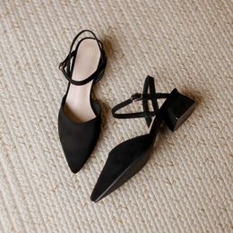 lady Sandals Thick Heeled Sandals High Shoes for Women in New Headband Versatile Single Shoe Fairy Style with a Pointed Toe on the Middle Heel 230626