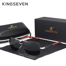 KINGSEVEN 2019 Brand Men Aluminium Sunglasses HD Polarised UV400 Mirror Male Sun Glasses Women For Men Oculos de sol N724