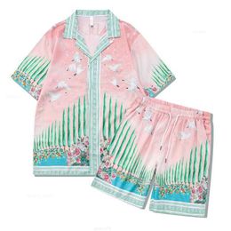 fw23 Mens Tracksuits 2023 New Casablanca palace Garden Villa Men Women Short Set T Shrt Hawaii Beach Style Suit Hip Hop Shirt Shorts Couple Suit Casa