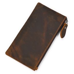 Men Women's Leather purse cellphone pouch iphone bag single zipper long purse slim wallet for coins man woman for card cash