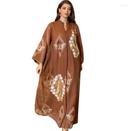 Ethnic Clothing Arabic Abaya Evening Dress Middle East Muslim Robes Luxury Emebroidery Sequins Long Sleeves Women Party Dresses