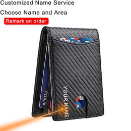 Customized Rfid Business Card Holder Smart Wallets for Men Carbon Fiber Slim Thin Minimalist Wallet Custom Personalized Gift EDC