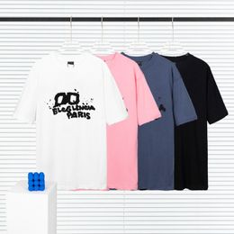 BLCG LENCIA 2023 Summer New 250g 100% Cotton Fabric T-shirt Men High Quality Print Colour Drop Sleeve Loose Tshirts Oversize Tops 202390