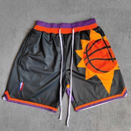 Men's Shorts MM MASMIG Black Sun Printed Basketball Shorts with Zipper Pockets Devin Booker Street Style Sports Pants 230707
