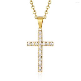 Pendant Necklaces Hip Hop Bling Iced Out Stainless Steel Cross Pendants Necklace For Men Rapper Jewellery