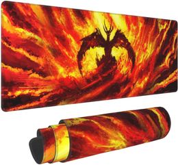 Fire Dragon Gaming Mouse Pad XL Large Non Slip Rubber Mousepad Stitched Edges Desk Pad Long Extended Mice Pad 31.5X11.8 In