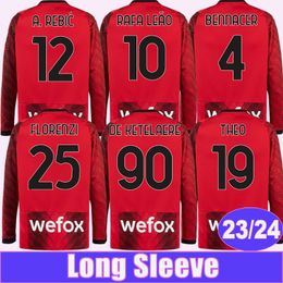 23 24 BRAHIM GIROUD Long Sleeve Mens Soccer Jerseys BENNACER TONALI THEO TOMORI KJAER DE KETELAERE Home Football Shirt Uniforms