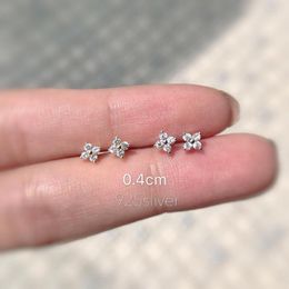 Stud Earrings 925 Sterling Silver Women Lucky Charm Small Simple Ear Bones Flower Delicate Geometric Earring Korean Jewellery
