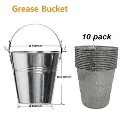 BBQ Tools Accessories Drip Grease Bucket and 10-Pack Liners for Traeger 20/22/34 Series Pit Boss etc Pellet Grill Smoker 230707