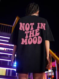 Dresses Not in the Mood Pink Letter Print Tshirts Women 100% Cotton Shoulder Drop Short Sleeve Loose Oversized Tee Shirt Hip Hop Tops