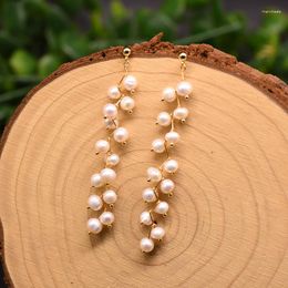 Dangle Earrings Handmade Natural Freshwater Pearl Earring Long Tassel Drop Stud For Women Girl Gift Wedding Jewellery Accessories
