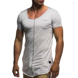 Men's Suits NO.2 A1493-2023 Fashion Patchwork Tshirt Solid Short Sleeve T Shirt Spring Summer Casual O Neck Slim T-Shirts Tops