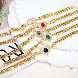 Link Bracelets Dainty Crystal Zircon Heart Charm Bracelet For Women Girl Fashion Pulseras Mujer Bijoux Femme Couple Jewelry Gift
