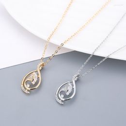 Pendant Necklaces Ladies Fashion Simple Small Fresh Water Drop Fan-Shaped Necklace High Quality Zircon Party Graduation Gift Accessories