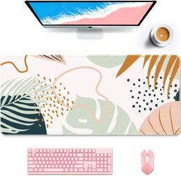 Green Boho Style XXL Large Mouse Pad Extended Gaming Mousepad Cute Desk Mat for Computer Keyboard and Laptop 35.4 X 15.7 Inch
