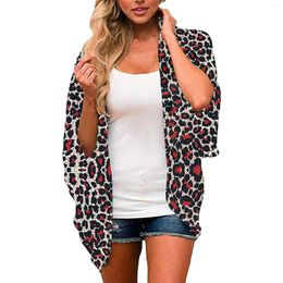 Women's Blouses Women Fashion Floral Print Chiffon Cardigan Short Sleeve Loose Elegant Korean Overshirt Oversized