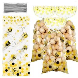 Gift Wrap 100pcs Bee Candy Bags Honey Transparent Plastic Goodie For Kids Birthday Party Supplies Happy Favours Decorations