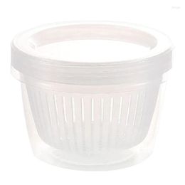 Storage Bottles Garlic Container Freezer Fruit Vegetable Containers With Drain Basket Double Layer Vegetables Sealed Keeper For Chopped