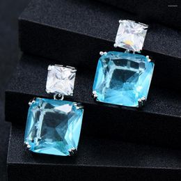 Dangle Earrings Missvikki Trendy Cute Square For Women Wedding Cubic Zircon Dubai Bridal Costume Jewellery Daily Party