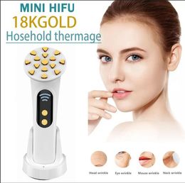 Home Beauty Instrument18kGOLD Mini HIFU Machine Ultrasound RF Lifting Device EMS Lift Firm Tightening Skin Wrinkle Face Care Beauty Tools