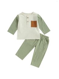 Girl Dresses Cute Infant Spring Outfit Adorable Contrast Color Long Sleeve Top With Elastic Waist Pants - Perfect Toddler Baby Clothes Set