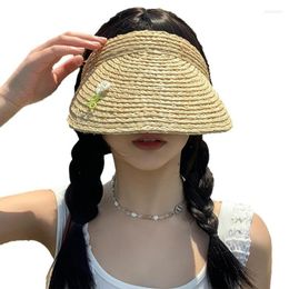 Cycling Caps Empty Top Straw Hat Wide Brim Women's Portable Floppy Beach Hats Sun For Women