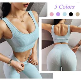 Yoga Outfit Summer Women's Sports Bra Tight Elastic Gym Bralette Sexy Beautiful Back Shockproof Gather Fitness Underwear With Chest Pad