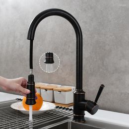 Kitchen Faucets Top Quality ORB Brass Sink Faucet Pull Out Single Hole Handle Cold Water Mixer Tap Oil Rubbed Bronze