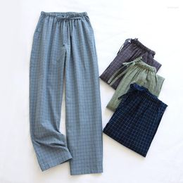 Men's Sleepwear Pure Cotton Plaid Pyjama Pants For Men Japan Korea Style Pyjama Spring Fall Home Loungewear Sleep Clothes