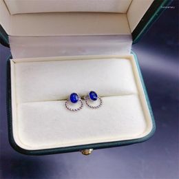 Stud Earrings Natural Sapphire Women's Silver 925 Wedding Gemstone Simple Atmosphere Sterling Certified Jewellery Boutique