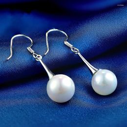 Dangle Earrings 925 Sterling Silver Natural Freshwater Pearl Drop Fashion Charm Jewellery For Women