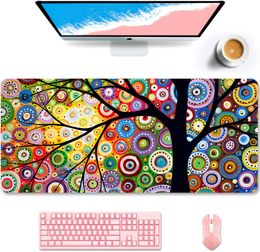 Floral Tree of Life Desk Pad XXL Large Mouse Pad Extended Gaming Mousepad Non-Slip Desk Mat for Computer Keyboard and Laptop