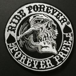 NEW ARRIVED SKULL RIDE FOREVER PATCH FOR MORTOR JACKET VEST CLOTHING BADGES SEWING STICKER SHOES BADGES QPPLIQUES LIVE TO RIDE PAT233d