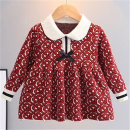 Bowknot Girls Dress Knitted Princess Sweater Dresses Spring Autumn Letters Printed Designer Kids Baby Dress Long Sleeve Children Clothing