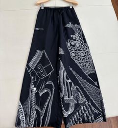 Womens Pants Capris 23ss arrival 100% SILK brand royal print pants casual luxury for women 230707