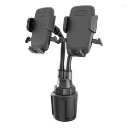 All Terrain Wheels Adjustable Gooseneck Cup Phone Holder Double Car Mount Long Arm ForXiaomi ForHuawei GPS