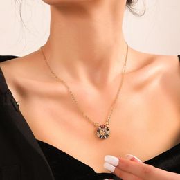 Pendant Necklaces Korean Fashion Simple Classic Minority Exquisite Copper Inset Colour Zircon Tree Of Life Necklace For Women Jewellery
