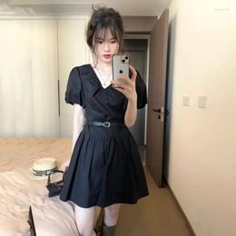 Party Dresses Korean Fashion Women Sweet Girls Summer V-neck Bubble Short Sleeve Sexy Y2k Beach Prom Mini Dress White Black