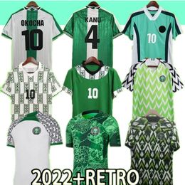 Camisa de futebol nigeriana 2023 18 19 22 23 24 Masculino OKOCHA KANU BABAYARO UCHE WEST IHEANACHO Fato de treino 94 96 98 uniforme 1994 1996 1998 RETRO