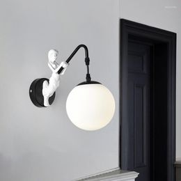 Wall Lamp Modern Minimalist Interior E27 Nordic Bedroom Bedside Wandlamp Aisle For Home Glass Ball Lights Black Loft