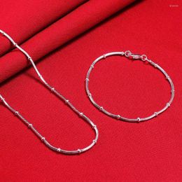 Necklace Earrings Set 925 Stamp Silver Colour Fine Classic Beads Snake Bone Chain Bracelets Neckalce For Women Man Fashion Party