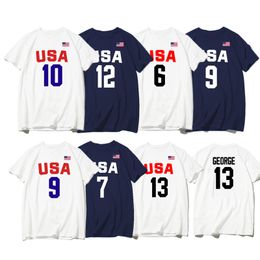 Men's T-Shirts Custom number Summer Style Quick Dry Loose Tooling Fitness Plain USA Male O Collar Cotton T-Shirt Customizable team kits 230707