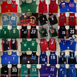 Authentic Double Embroidered Michael Classic Retro Eastern Basketball Jersey Garnett Rose Hardaway Hill Rodman Iverson Carter Miller Anthony Bird McGrady James