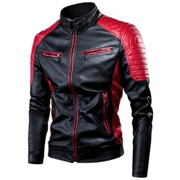 Pants 2022 Autumn Casual Spliced Leather Jacket Coat Men Fashion Vintage Biker Warm Windproof Pu Leather Jacket Tops Plus Size 5xlm