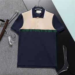 Gestreifte Herren-Poloshirts und weiße, leichte Luxus-Kurzarmnähte, 100 % Baumwolle, klassische Stickerei, Business-Casual-Revers, M-3XL