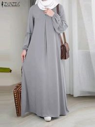 Suits Zanzea Fashion Muslim Abaya Hijab Dress Women Casual Sequin Sundress Solid Party Holiday Vestido Long Sleeve Islamic Clothing
